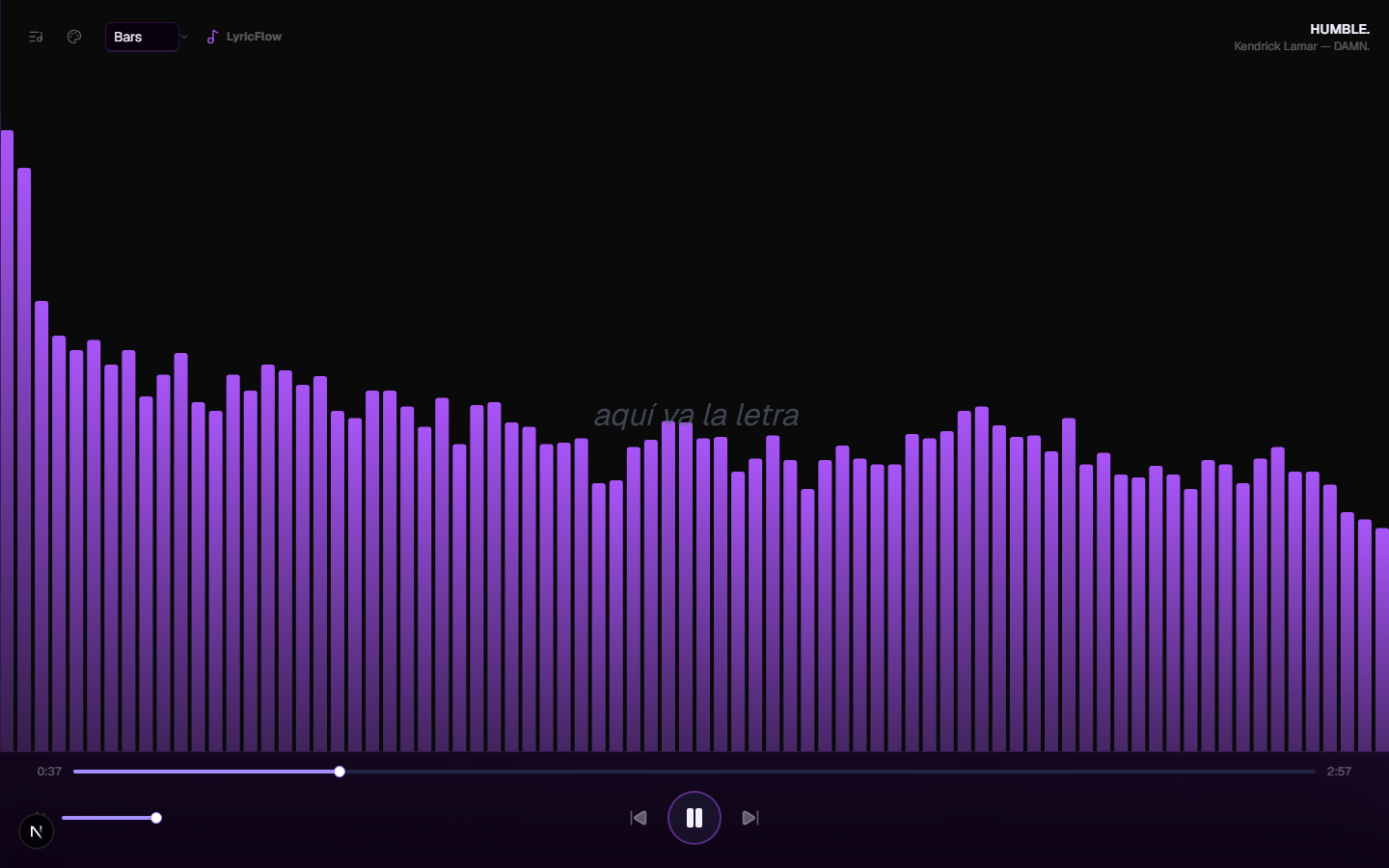 Visualizador de audio en modo barras