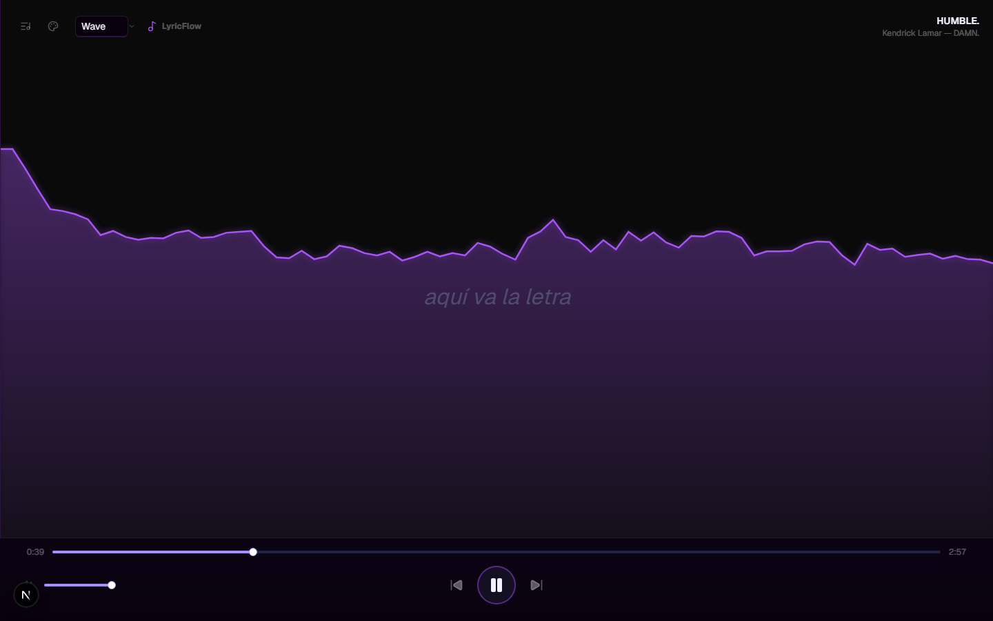 Visualizador de audio en modo wave
