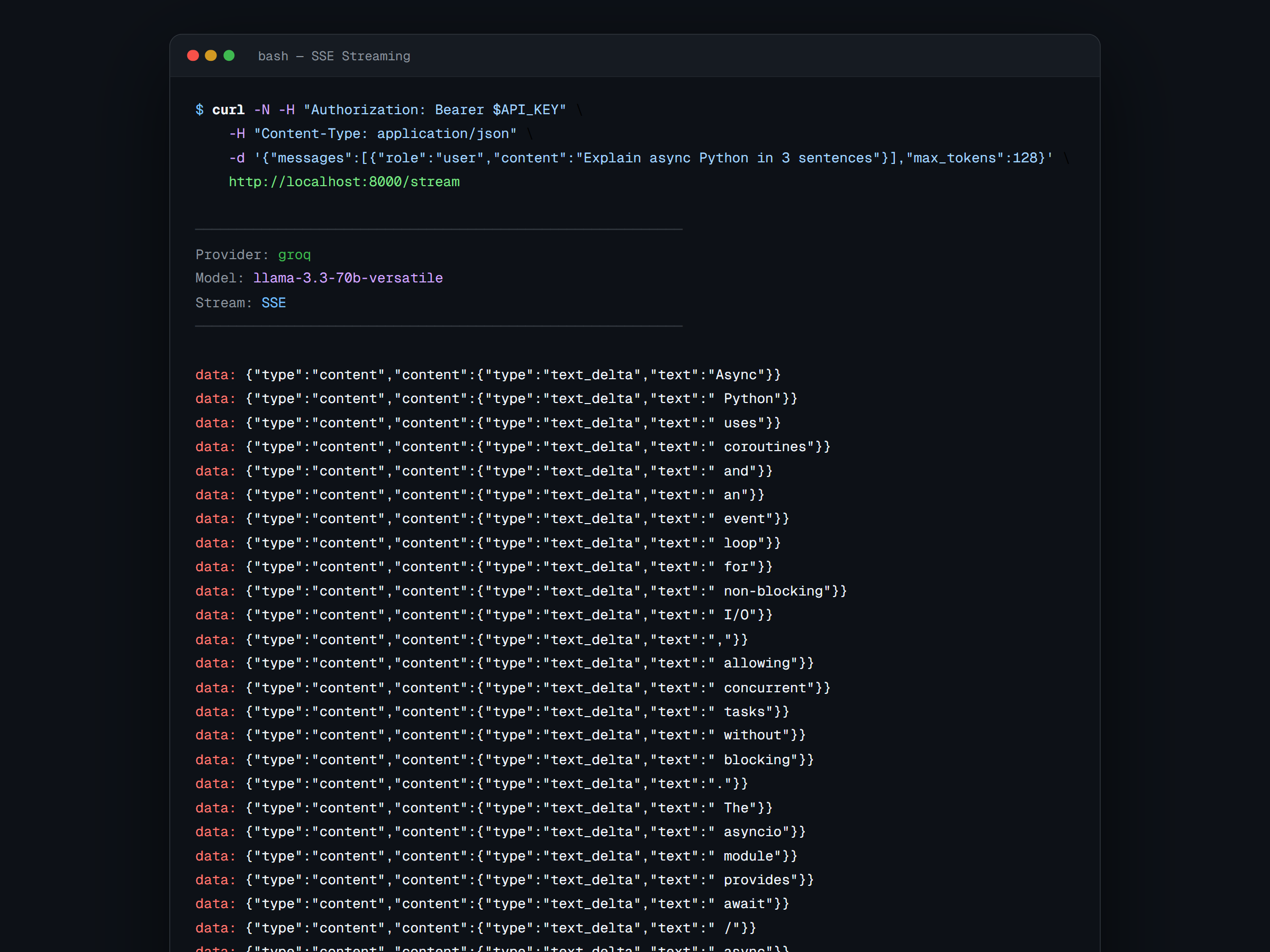 Salida de streaming de ModelRouter