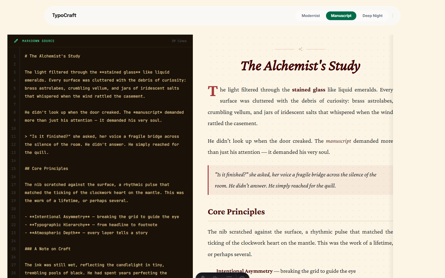 Tema Manuscript con capitular y ornamentación